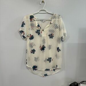 DR2 White Floral Sheer Blouse